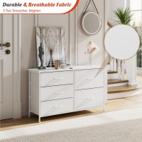 Nicehill White Dresser For Bedroom With 5 Drawers Small Dresser For Kids Bedroom Closet Wide Chest Of Drawers With Fabric St