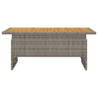 Vidaxl Rectangular Patio Table In Gray - Solid Acacia Wood & Poly Rattan 39.4