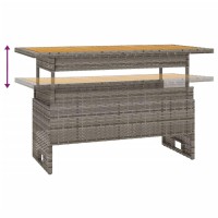 Vidaxl Rectangular Patio Table In Gray - Solid Acacia Wood & Poly Rattan 39.4