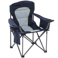 High Point Sports Oversized Camping Folding Chair, Heavy Duty Portable Outdoor Chair, Foldable Camp Chair With Cup Holder And Cooler Bag Support 450 Lbs, Dark Blue