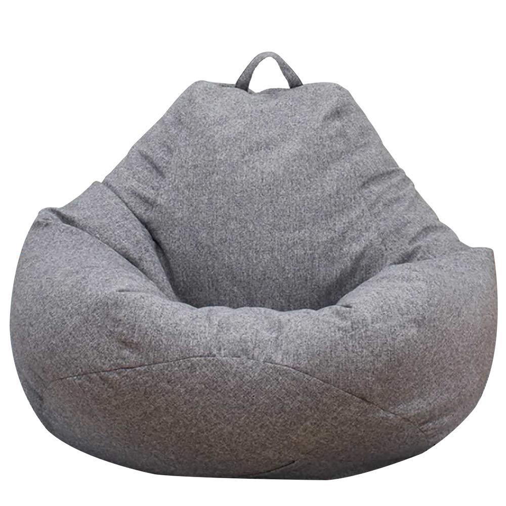 Large Bean Bag Chair Sofa Cover (No Filler) Comfortable Outdoor Lazy Seat Bag Couch Cover Without Filler For Adults Kids Soft Tatami Chairs Covers For Home Garden Living Room (Grey, 3.3 X 3.9 Ft)
