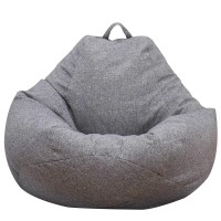 Large Bean Bag Chair Sofa Cover (No Filler) Comfortable Outdoor Lazy Seat Bag Couch Cover Without Filler For Adults Kids Soft Tatami Chairs Covers For Home Garden Living Room (Grey, 3.3 X 3.9 Ft)