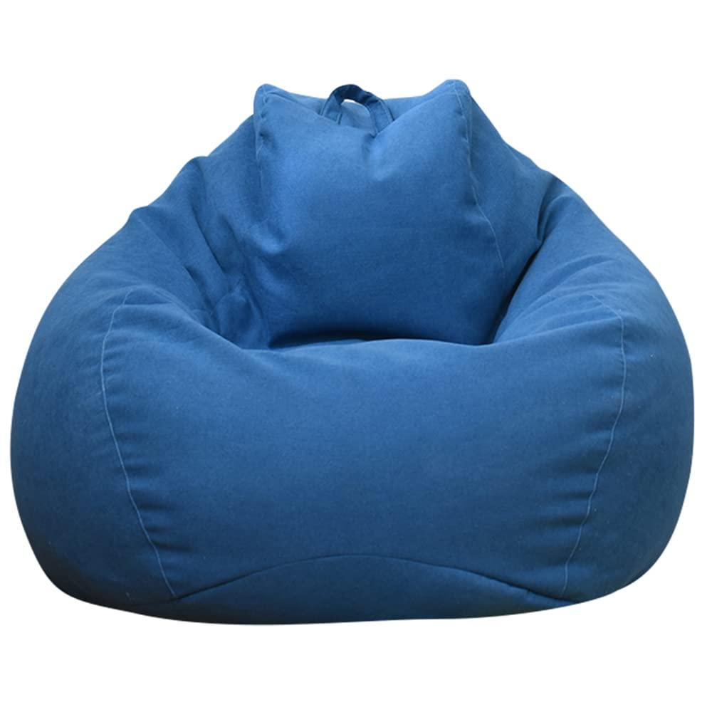 Large Bean Bag Chair Sofa Cover (No Filler) Comfortable Outdoor Lazy Seat Bag Couch Cover Without Filler For Adults Kids Soft Tatami Chairs Covers For Home Garden Living Room (Blue, 3.3 X 3.9 Ft)
