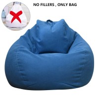 Large Bean Bag Chair Sofa Cover (No Filler) Comfortable Outdoor Lazy Seat Bag Couch Cover Without Filler For Adults Kids Soft Tatami Chairs Covers For Home Garden Living Room (Blue, 3.3 X 3.9 Ft)
