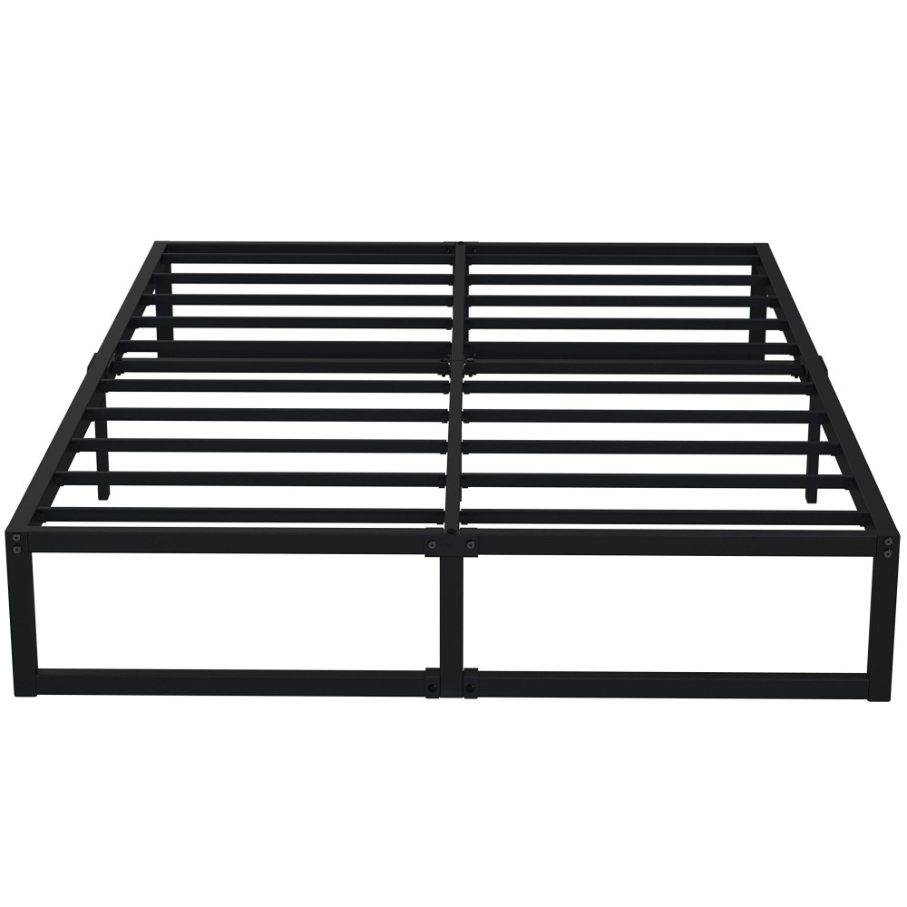 Emoda 12 Inch King Size Bed Frame No Box Spring Needed, Heavy Duty Metal Platform With Steel Slats, Noise Free, Easy Assembly, Black