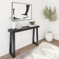 Plank+Beam Solid Wood Console Table, 46.25 Inch, Sofa Table, Narrow Entryway Table For Hallway, Behind The Couch, Living Room, Foyer, Easy Assembly, Black