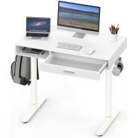 Shw Claire 40-Inch Height Adjustable Electric Standing Desk With Drawer, White