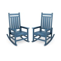 Serwall Hdpe Rocking Chair Set Of 2 Outdoord Rocking Chairs For Adult All Weather Porch Rockers For Lawn Garden Navy