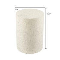 Luxenhome Outdoor Side Table 18 Inch Cement Outdoor End Tables For Patio Garden Accent Table Modern Small Round Side Table Fo