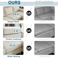 Vingli 110 Modern U Shaped Sectional Couch With 51D Double Chaise For Living Room Beige Deep Seat Sectional Sofa Sets With