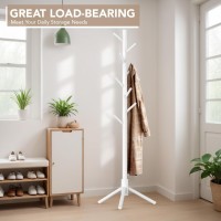 Hupmad Wooden Tree Coat Rack Stand Sturdy Freestanding Coat Rack With 8 Hooks 3 Adjustable Height For Child Adult Wood Coat Stan