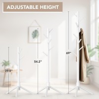 Hupmad Wooden Tree Coat Rack Stand Sturdy Freestanding Coat Rack With 8 Hooks 3 Adjustable Height For Child Adult Wood Coat Stan