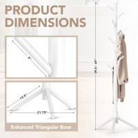 Hupmad Wooden Tree Coat Rack Stand Sturdy Freestanding Coat Rack With 8 Hooks 3 Adjustable Height For Child Adult Wood Coat Stan