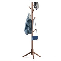 Hupmad Wooden Tree Coat Rack Stand Sturdy Freestanding Coat Rack With 8 Hooks 3 Adjustable Height For Child Adult Wood Coat Stan