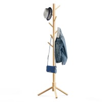 Hupmad Wooden Tree Coat Rack Stand Sturdy Freestanding Coat Rack With 8 Hooks 3 Adjustable Height For Child Adult Wood Coat Stan