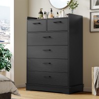 Hasuit Black 6 Drawer Dresser Wooden Storage Chest Of 6 Drawers Vertical Large Capacity Clothing Storage Organizer Tall Dress