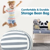 Lukeight Stuffed Animal Storage Bean Bag Chair Cover For Kids Zipper Beanbag Chair Cover For Organizing Toddler And Kids Rooms