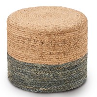 Wimarsbon Pouf Ottomans Natural Seagrass Foot Stool Hand Weaving Round Footrest Poof Pouffe Accent Chair With Wood Frame For