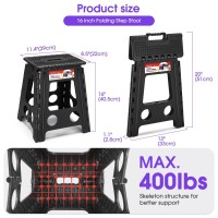 Acstep 16 Inch Folding Step Stool For Adults And Kids Nonslip Plastic Foldable Stepping Stool Collapsible Folding Stool With