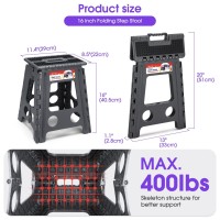 Acstep 16 Inch Folding Step Stool For Adults And Kids Nonslip Plastic Foldable Stepping Stool Collapsible Folding Stool With