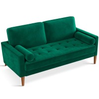 Vesgantti Loveseat Sofa 56 Green Velvet Couch Small Couch Love Seat Sofa With Tufted Seat Mid Century Modern Couch For Livin