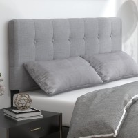 Giantex Linen Upholstered Headboard, Adjustable Width Button Tufted Headboard Only With Solid Wood Legs, Attach Frame, Rectangular Headboard For Queen Full Size Bed, Gray