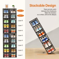 Amllas 12 Pack Shoe Boxes Stackable Upgraded Sturdy Shoe Storage Boxes With Clear Magnetic Door Multifunctional Sneaker Storage