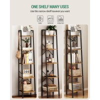 Hzuaneri Ladder Shelf Bookshelf Bookcase Freestanding Corner Storage Shelve With 2 Hooks For Home Office Living Room Kitchen