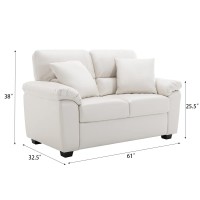 Morden Fort Faux Leather Loveseat Sofas, White Modern Luxury and Comfy Furniture Sleeper Couches for Living Room, Apartment, Office, Reading Room