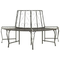 Vidaxl Patio Half Round Tree Bench 63