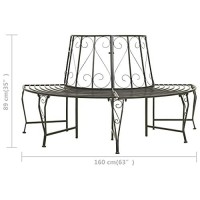 Vidaxl Patio Half Round Tree Bench 63