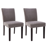 Watson & Whitely Upholstered Kitchen & Dining Room Chairs With Low Back, Performance Fabric Dining Chairs Set Of 2, Modern Armless Dining Table Chairs With Solid Wood Legs, Dark Grey