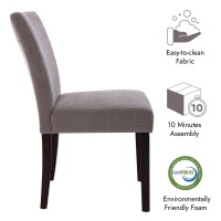 Watson & Whitely Upholstered Kitchen & Dining Room Chairs With Low Back, Performance Fabric Dining Chairs Set Of 2, Modern Armless Dining Table Chairs With Solid Wood Legs, Dark Grey