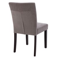 Watson & Whitely Upholstered Kitchen & Dining Room Chairs With Low Back, Performance Fabric Dining Chairs Set Of 2, Modern Armless Dining Table Chairs With Solid Wood Legs, Dark Grey