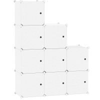 Cahome Cube Storage Organizer With Doors 9Cube Shelf Closet Cabinet Diy Plastic Modular Bookshelf Storage Shelves Ideal Fo