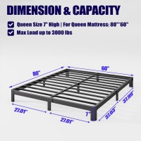 Hunlostten 12 High Queen Bed Frame No Box Spring Needed Heavy Duty Metal Platform Bed Frame Queen Size With Round Corners Ea