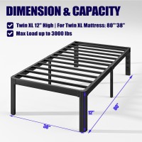 Hunlostten 12 Twin Xl Heavy Duty Bed Frame No Box Spring Needed Metal Twin Xl Platform Bed Frame With Round Corners Easy Ass