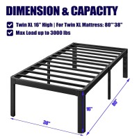 Hunlostten 16 Twin Xl Heavy Duty Bed Frame No Box Spring Needed Metal Twin Xl Platform Bed Frame With Round Corners Easy Ass