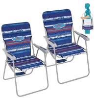 #Wejoy High Back Outdoor Lawn Concert Beach Folding Chair With Hard Arms Shoulder Strap Pocket For Adults Camping Festival Sand, Supports 300 Lbs (Red/Blue 2Pack)