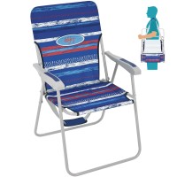 #Wejoy High Back Outdoor Lawn Concert Beach Folding Chair With Hard Arms Shoulder Strap Pocket For Adults Camping Festival Sand, Supports 300 Lbs (Red/Blue)