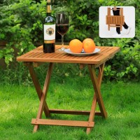 Idzo Mira Acacia Wood Folding Bistro Side Table Outdoor 195 Inch X 195 Inch Heavy Duty 200 Lbs Capacity Loading Spacesavin