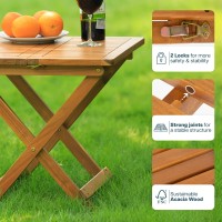 Idzo Mira Acacia Wood Folding Bistro Side Table Outdoor 195 Inch X 195 Inch Heavy Duty 200 Lbs Capacity Loading Spacesavin