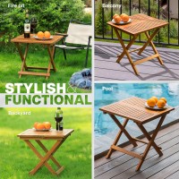 Idzo Mira Acacia Wood Folding Bistro Side Table Outdoor 195 Inch X 195 Inch Heavy Duty 200 Lbs Capacity Loading Spacesavin