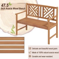 Giantex Outdoor Wooden Garden Bench - 2-Person Acacia Wood Loveseat With Armrests, Backrest, 800Lbs Capacity, Patio Park Bench For Backyard, Front Porch Bench (Non-Foldable)