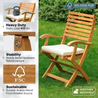 Idzo Percy Chairs Heavy Duty 400Lbs Capacity Set Of 2 With Cushion Fsc Acacia Outdoor Furniture Teak Finish Fully Assembled