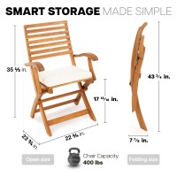 Idzo Percy Chairs Heavy Duty 400Lbs Capacity Set Of 2 With Cushion Fsc Acacia Outdoor Furniture Teak Finish Fully Assembled