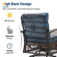 Udpatio 3 Pieces Patio Furniture Set Outdoor Swivel Gliders Rocker Wicker Patio Bistro Set With Rattan Rocking Chair Glass To