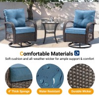 Udpatio 3 Pieces Patio Furniture Set Outdoor Swivel Gliders Rocker Wicker Patio Bistro Set With Rattan Rocking Chair Glass To