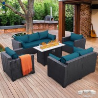 Rattaner Patio Furniture Set With 45In Fire Pit 5 Pieces Outdoor Furniture Sets Patio Couch Outdoor Chairs 60000 Btu Steel Propa