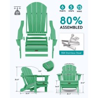 Serwall Foldable Adirondack Chair For Patio Garden Outdoors Fire Pitmint